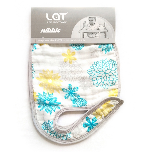 LAT 2 Pack Cotton Muslin Baby Snap Bibs Cloths Absorbent Feeding Towel
