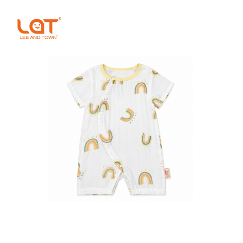 LAT LEE AND TOWN Pure‑Cotton Baby Short‑Sleeve Romper, Side‑Snap Soft Infant Bodysuit
